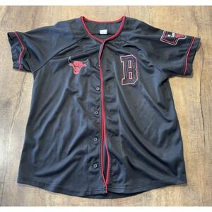 Chicago Bulls Chi NBA Button Up Jersey Top‎ Boys 18-20 Basketball Red/Black